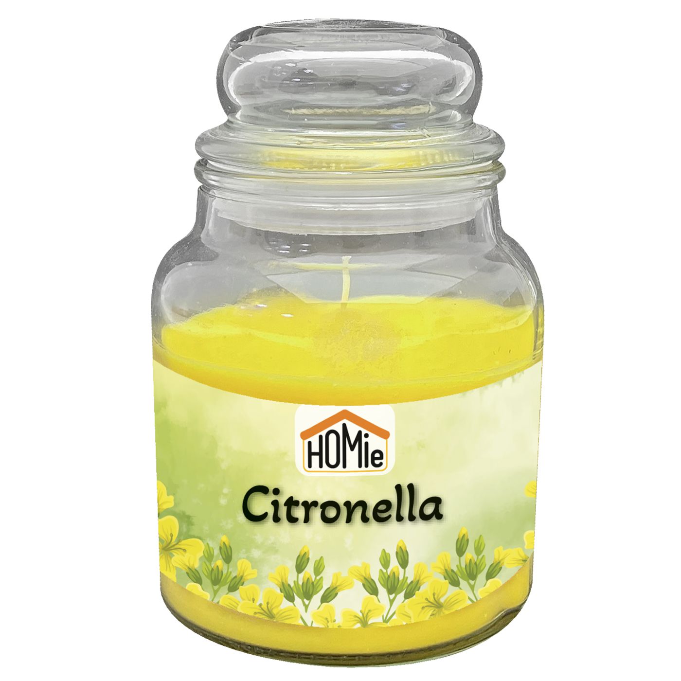 Κερί Σιτρονέλα σε Βάζο με Καπάκι Μεγάλο 50h 311gr Net, 14,5x11cm  Homie 57469